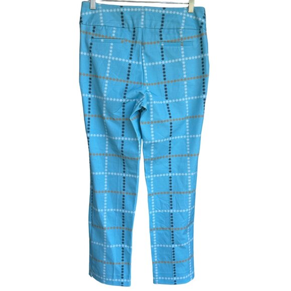 Inspired Style Ankle Pants Aqua Blue Check Size 10 Pockets Cotton Blend $124 NEW - Picture 3 of 16
